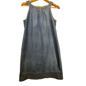 Vtg Cato Mini Dress Sz 6 Blue Denim Halter Cotton 90s Y2K Beachy Casual Coastal